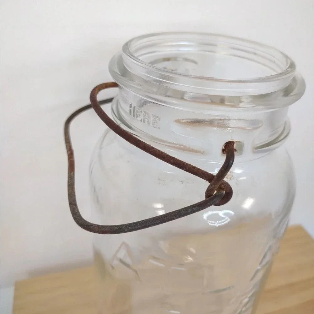 Vintage Atlas E-Z Seal Clear Glass Canning Jar Wire Bail No Lid